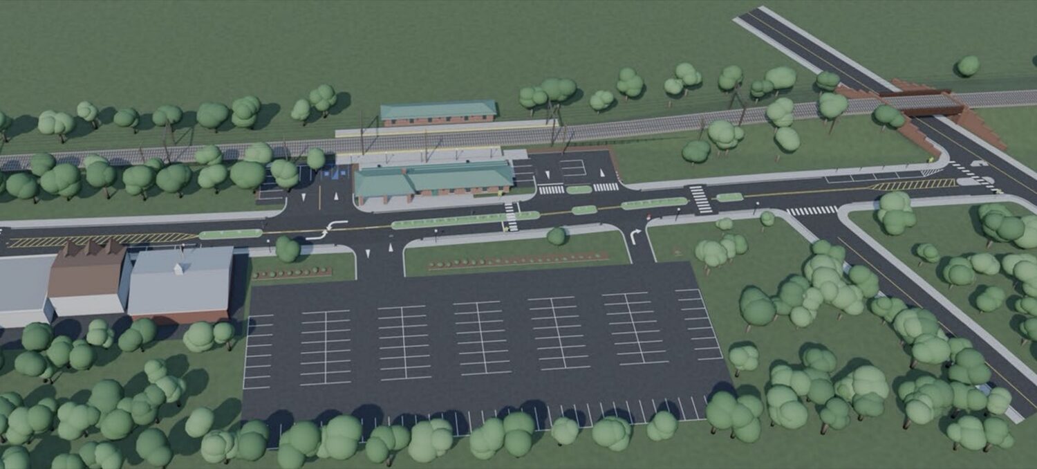 Plan rendering of pedestrian safety improvements at the Short Hills train station